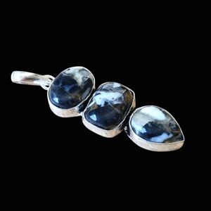 Triple White Buffalo Turquoise W/ Copper Marbling 925 Silver Necklace Nevada